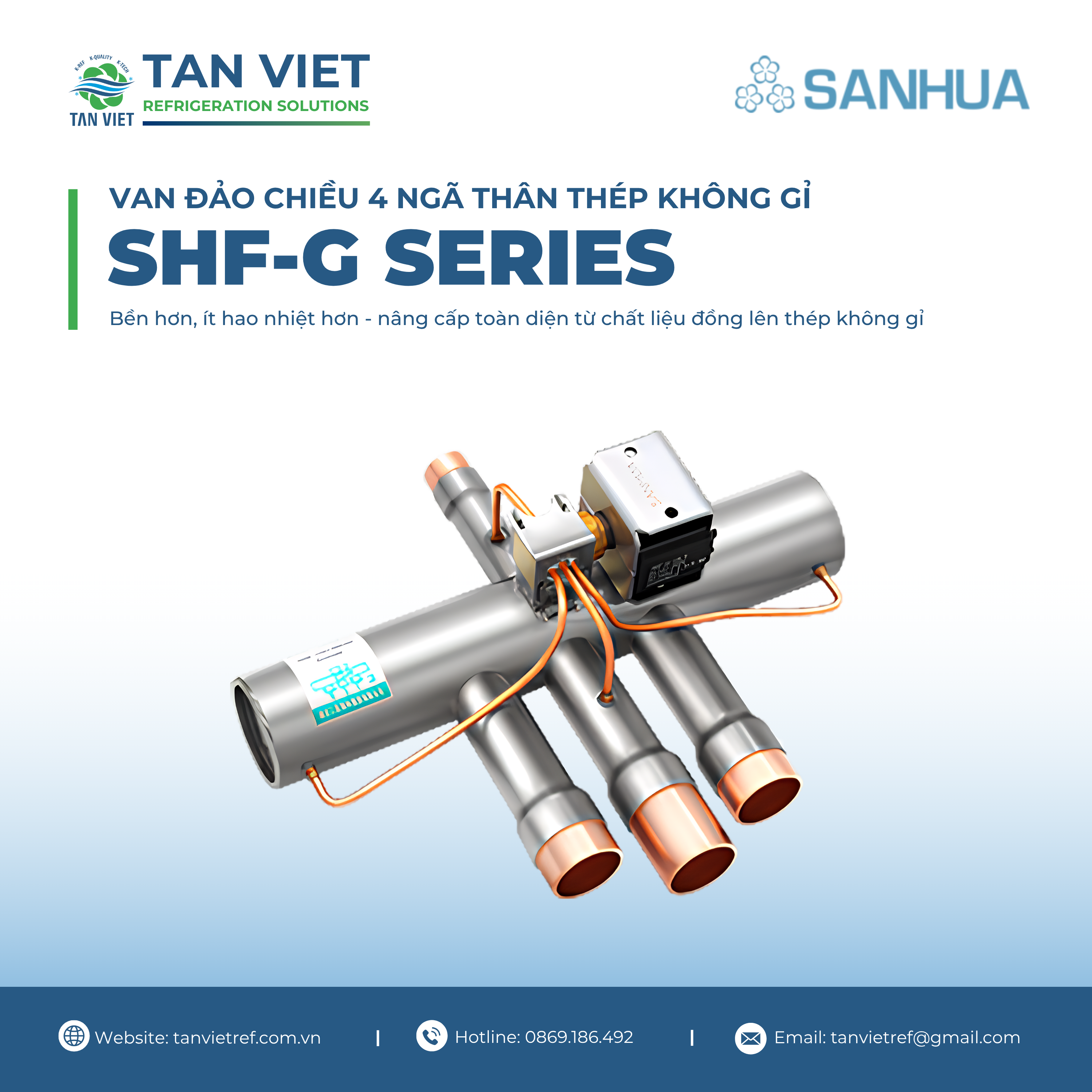 SHF-G SERIES - VAN ĐẢO CHIỀU 4 NGÃ THÂN THÉP KHÔNG GỈ